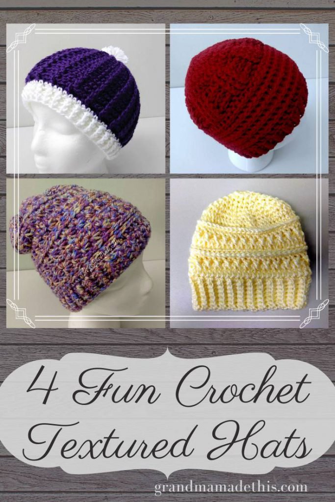 Four Fun Textured Crochet Hats