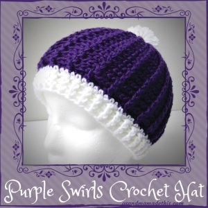 Purple Swirls Textured Crochet Hat