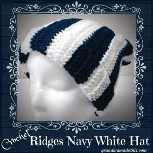 Easy Quick Ridges Crochet Hats Free Pattern Navy White