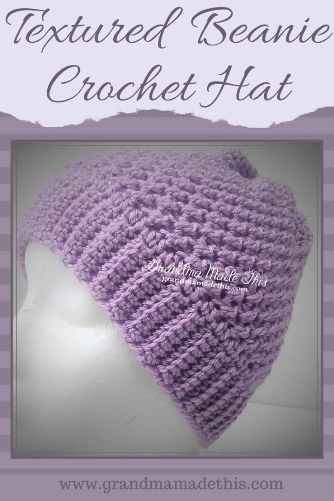 Diagonal Textured Crochet Beanie Hat