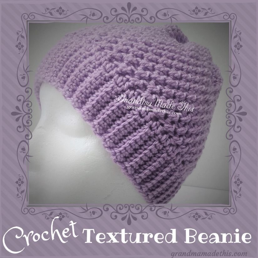 Diagonal Textured Crochet Beanie Hat