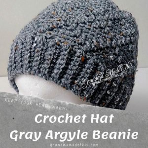 Diamond Argyle Gray Crochet Beanie Hat