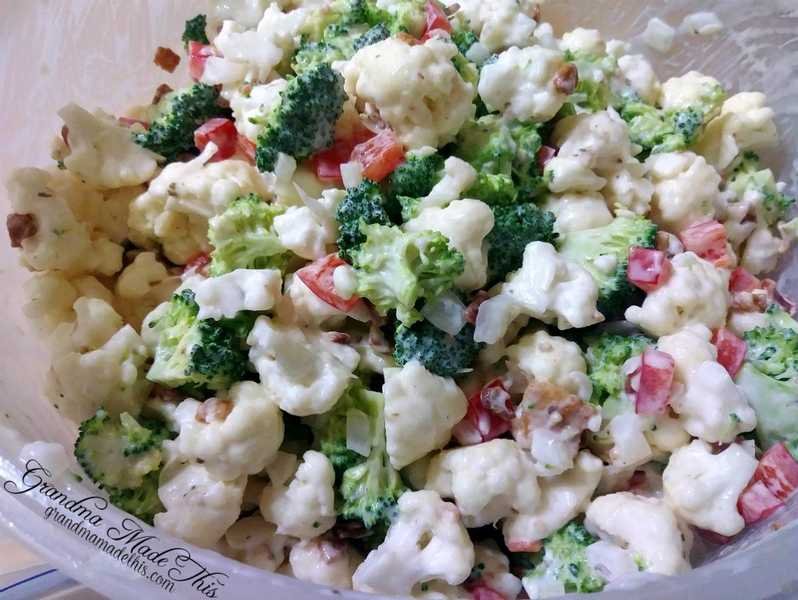 Broccoli Cauliflower Bacon Salad 