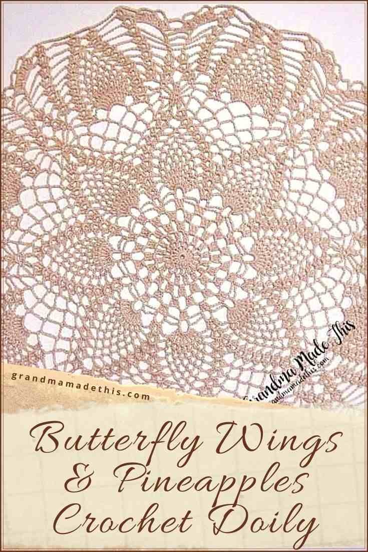 Butterfly Wings Pineapples Crochet Doily pin1