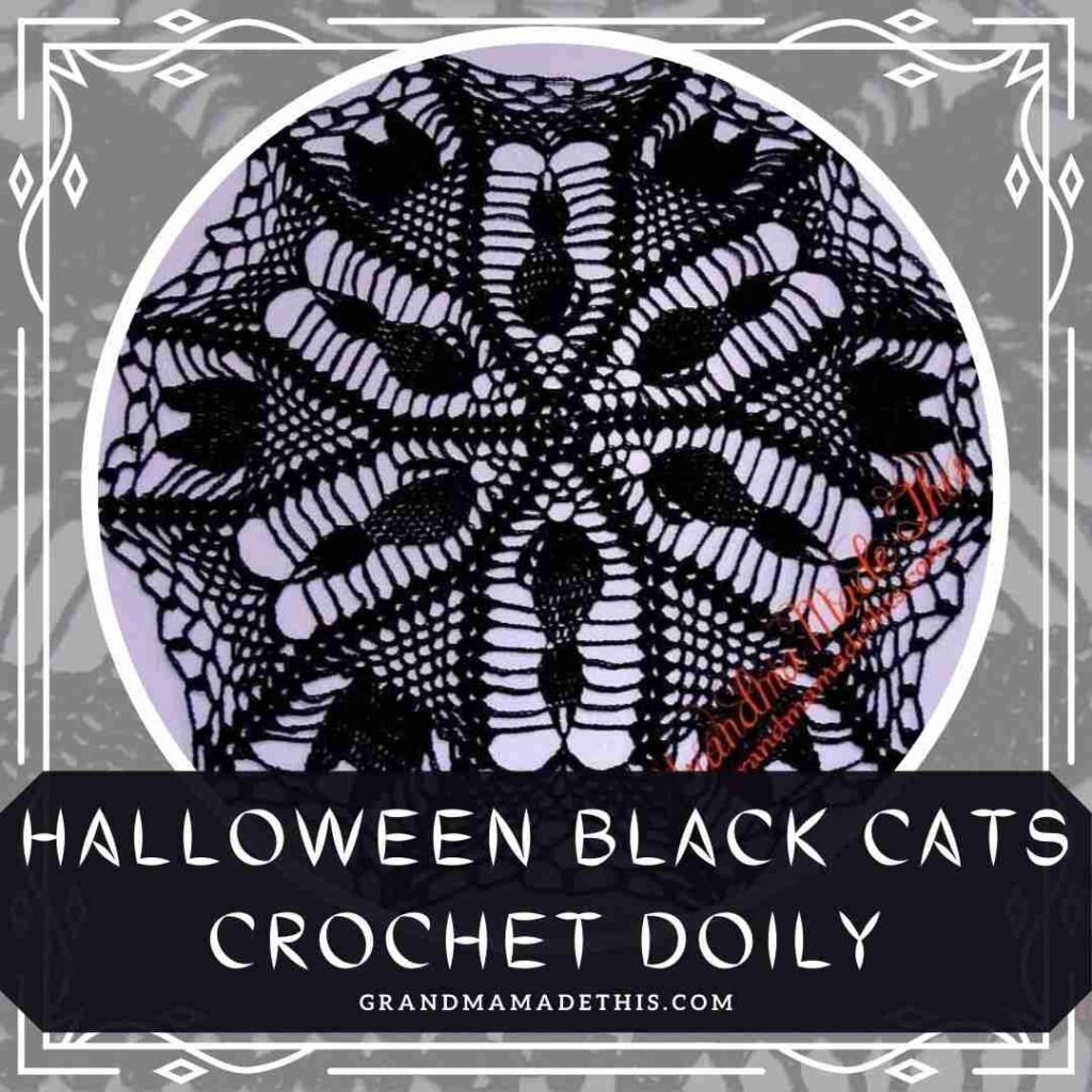 Halloween Black Cats Crochet Doily