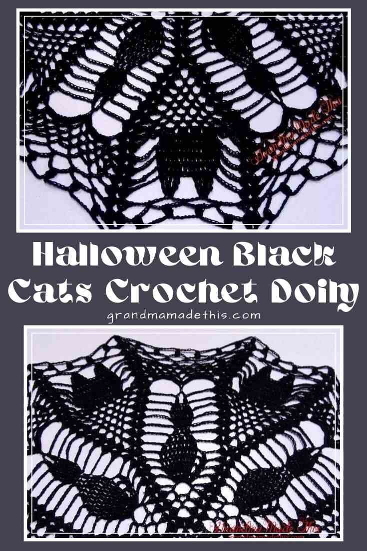 Halloween Black Cats Crochet Doily