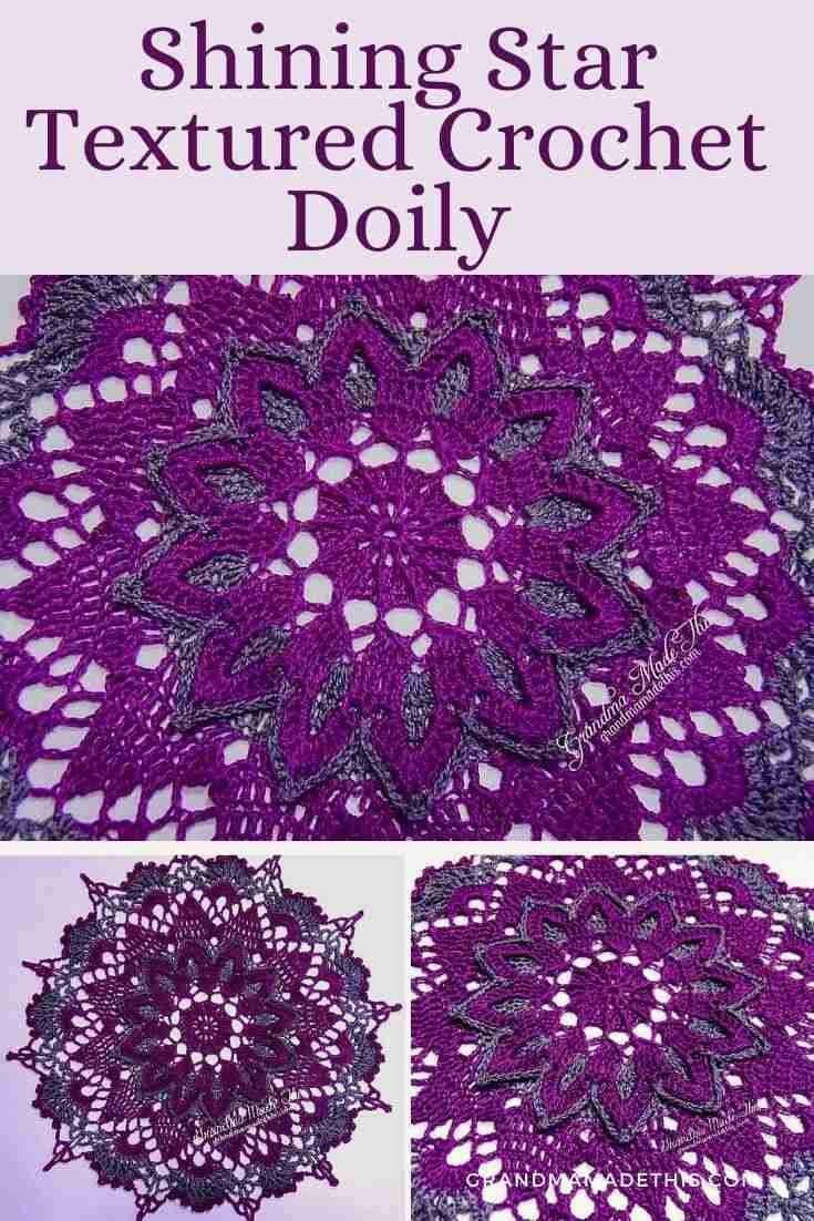 Shining Star Textured Crochet Doily pin2